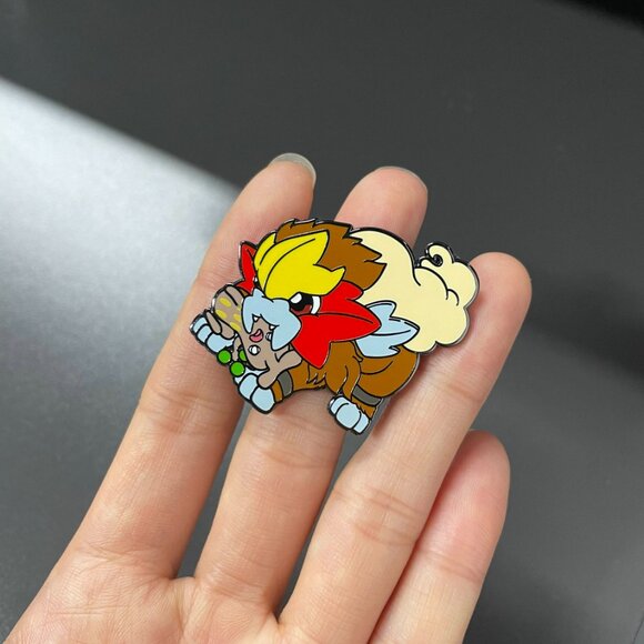 Legendary Pokemon Entei Chewing on Sudowoodo Kawaii Enamel Pin - Picture 2 of 4